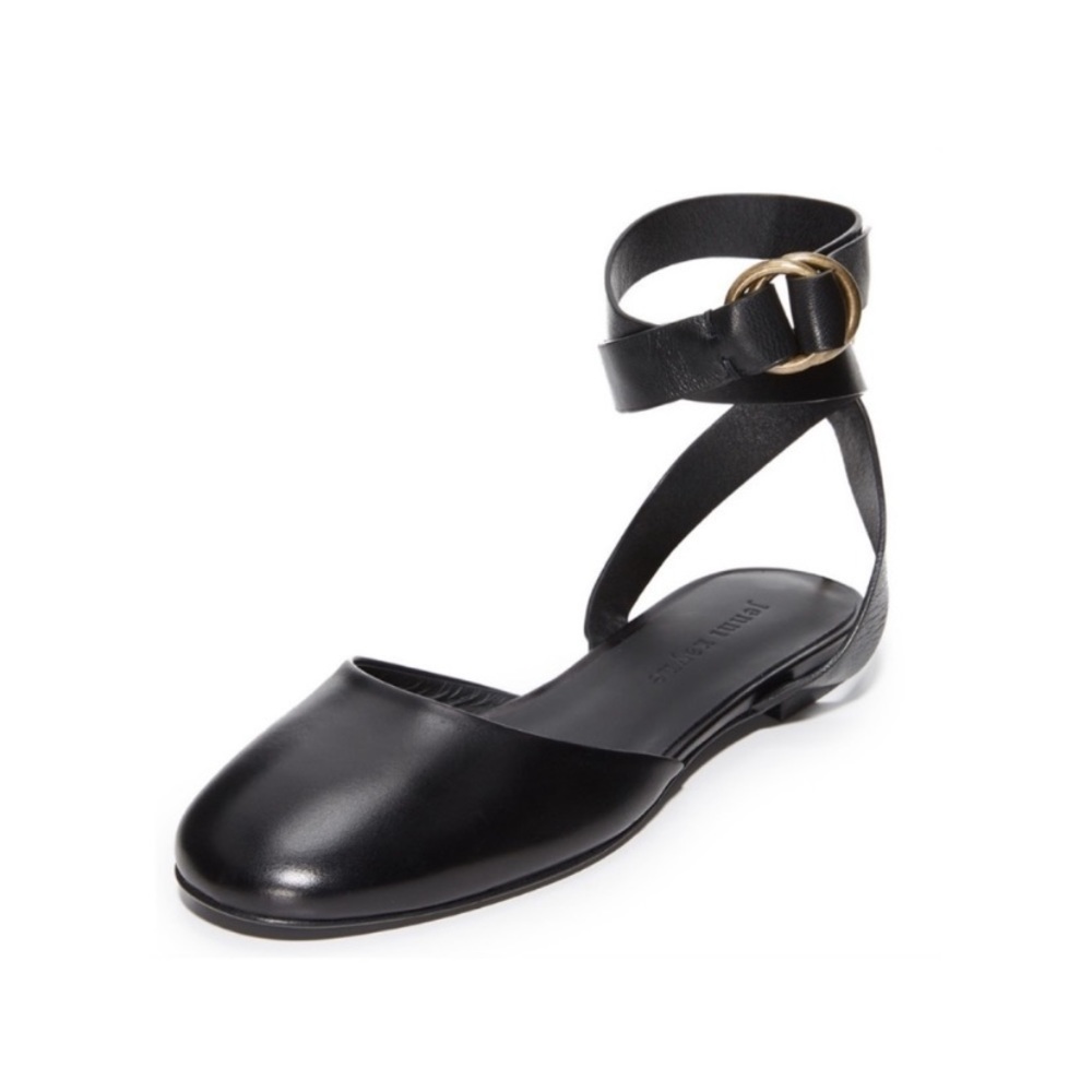 Jenni Kayne Ballet Strappy Flat, black leather, size 39/US size 8 - 8.5